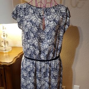 Blue flowers design over cream colored background